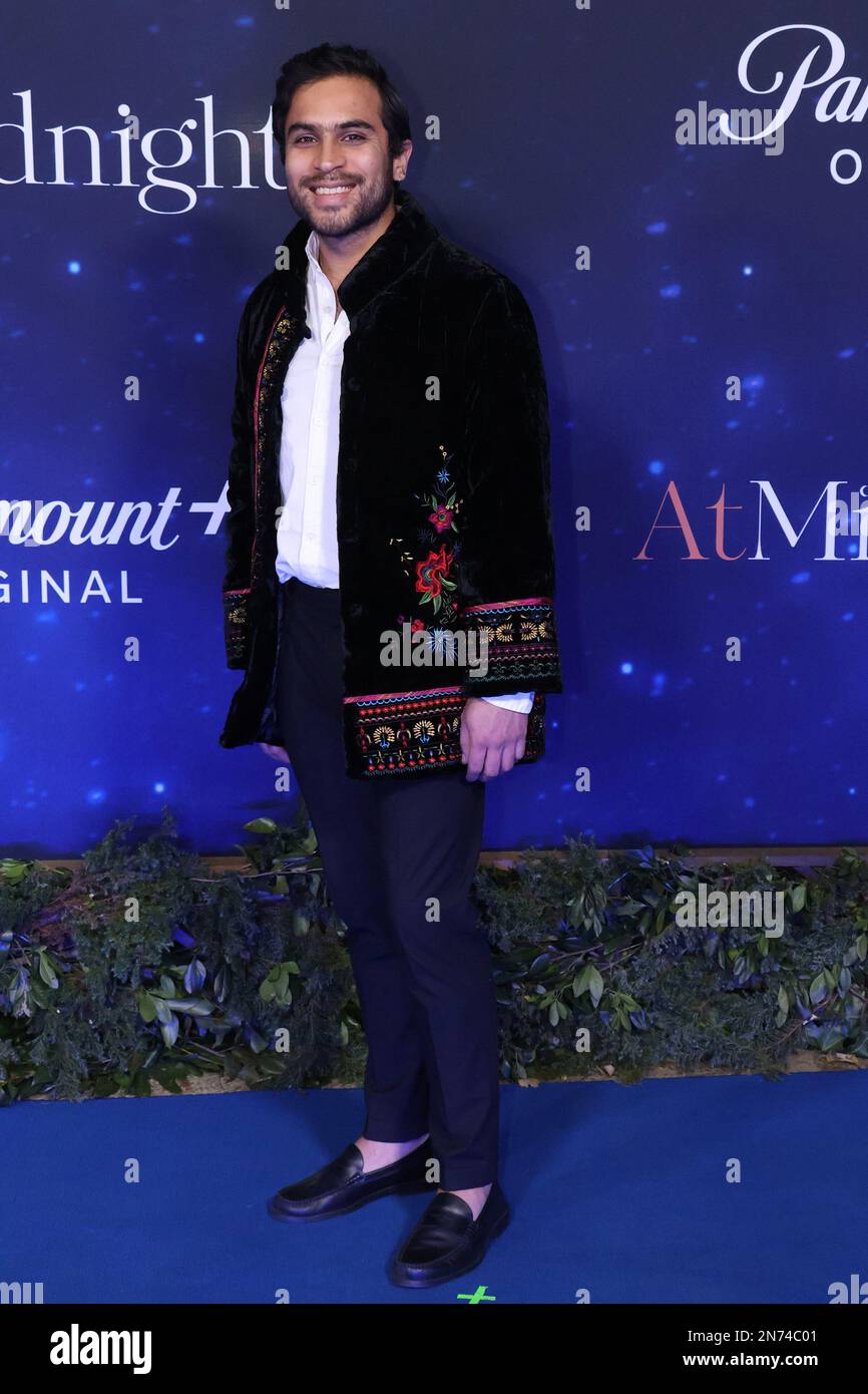 Blue carpet of the movie 'At Midnight' at the Roberto Cantoral Cultural Center, CDMX, Mexico Stock Photo