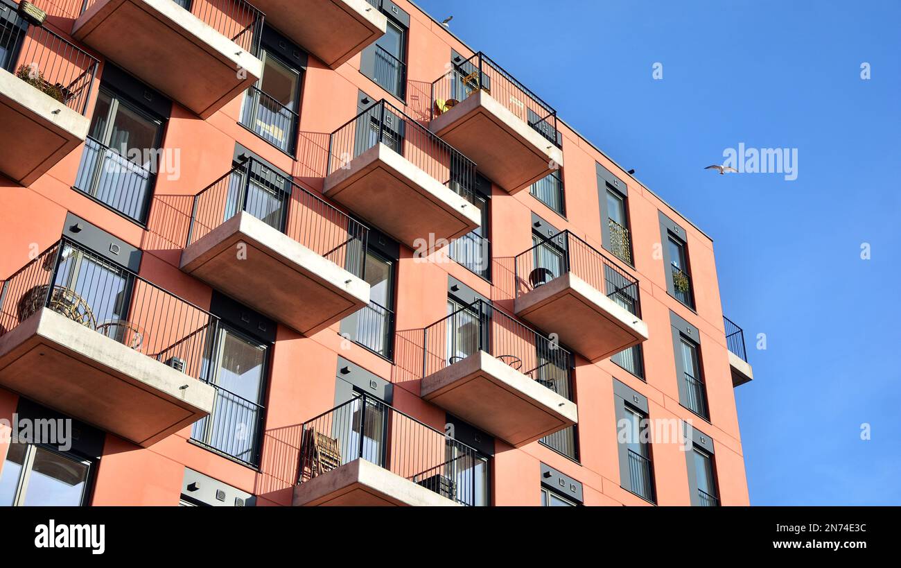 Modern architecture building facade with balconies. New apartments ...