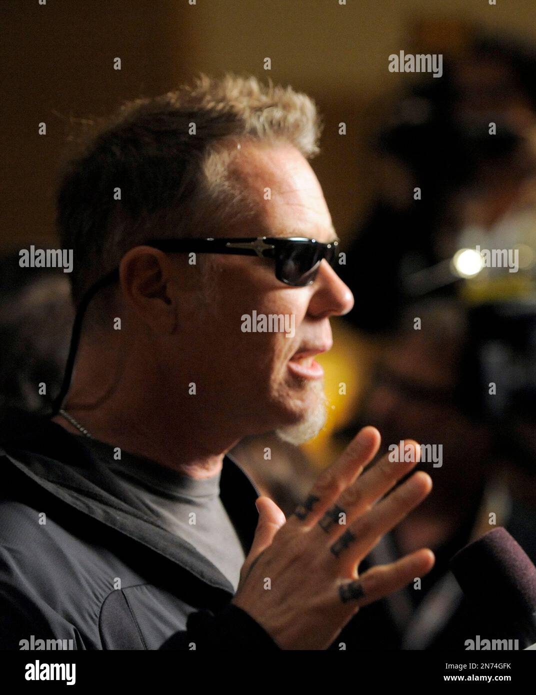 James Hetfield, of musical group Metallica, attends the "Metallica Through  the Never" press line on Day 3 of Comic-Con International on Friday, July  19, 2103 in San Diego, Calif. (Photo by Chris