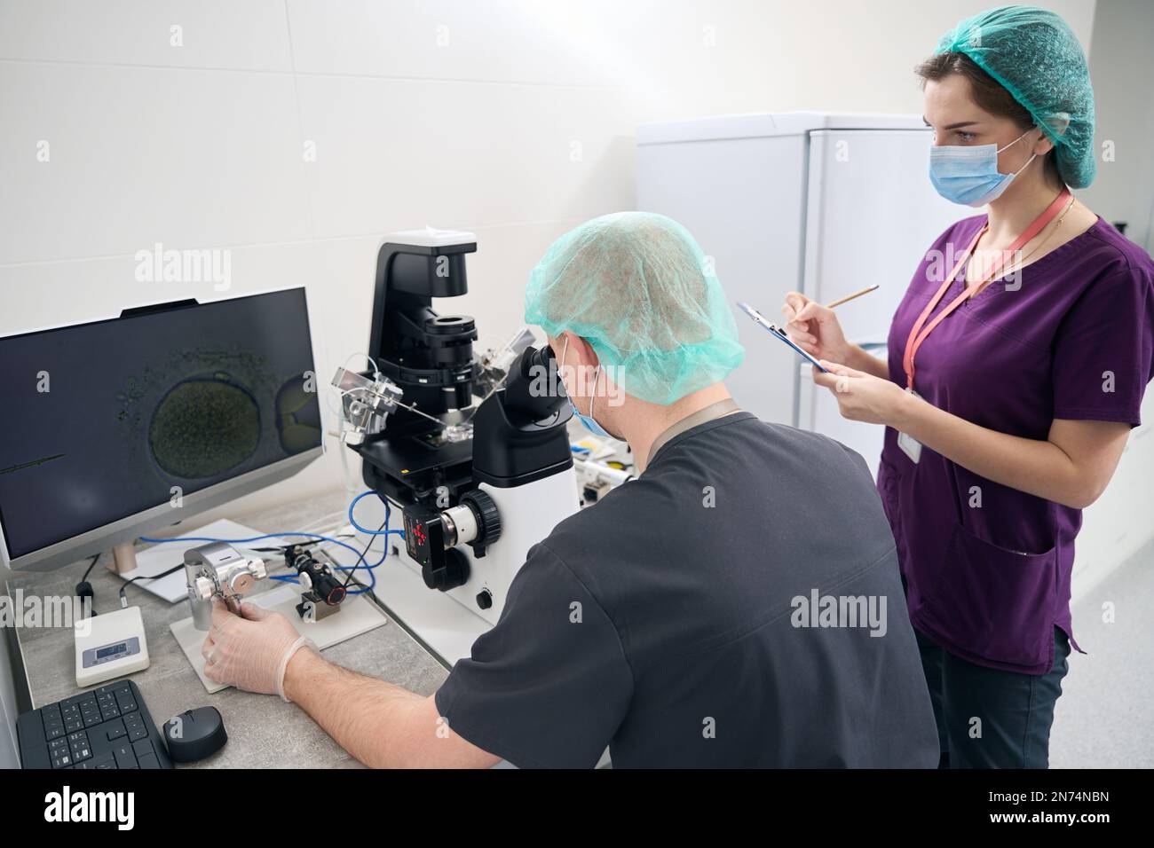 Embryologists in the embryo block carry out the fertilization of the