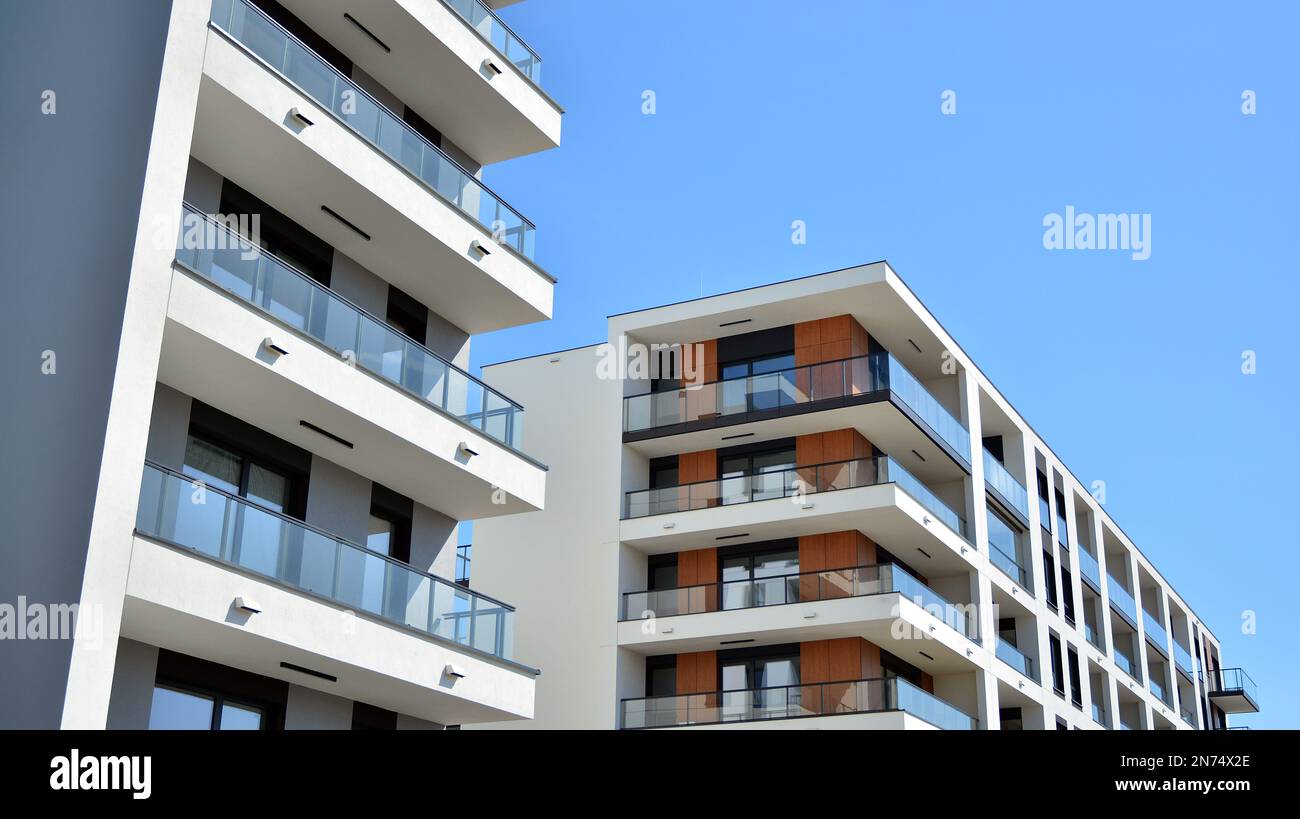 Modern architecture building facade with balconies. New apartments ...