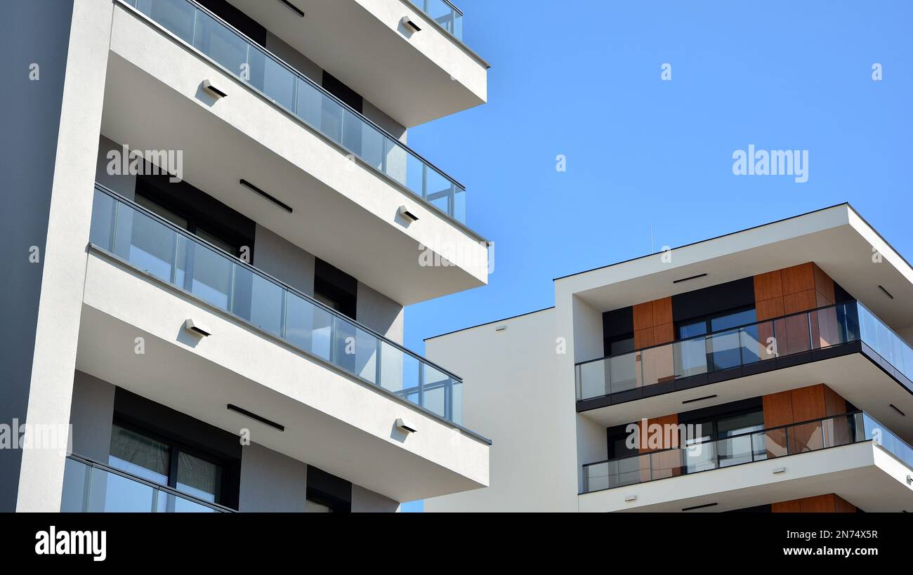 Modern architecture building facade with balconies. New apartments ...