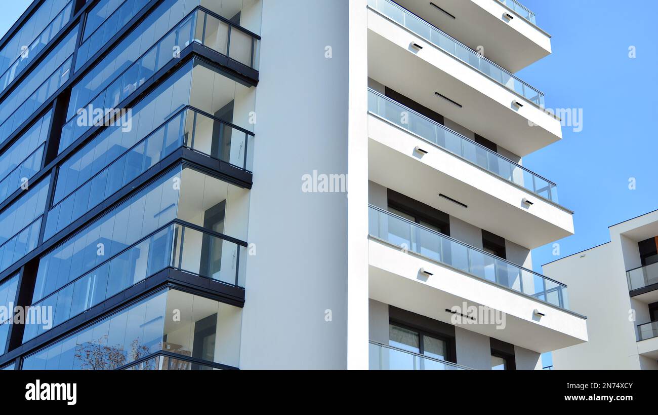 Modern architecture building facade with balconies. New apartments ...