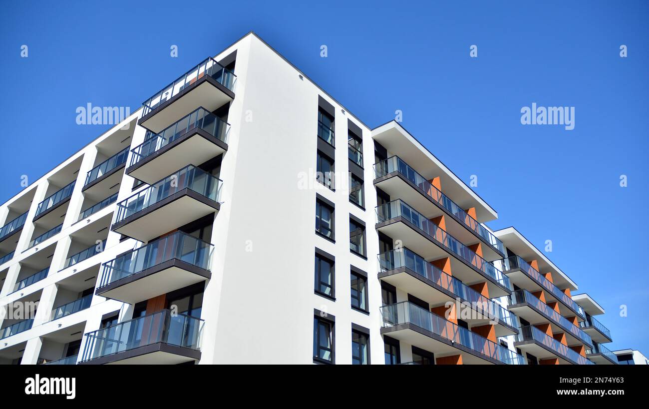 Modern architecture building facade with balconies. New apartments ...