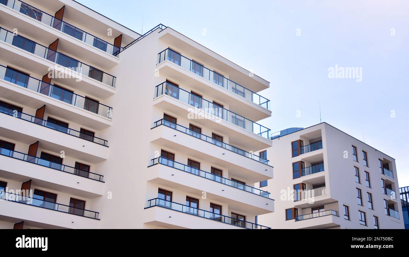 Modern architecture building facade with balconies. New apartments ...