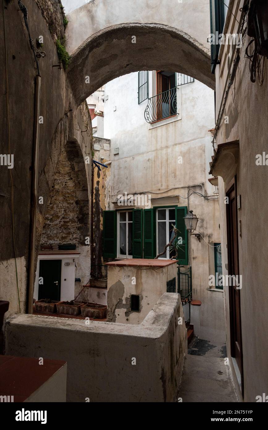 Traditional Italian houses in the town of Atrani at the Amalfi Coast