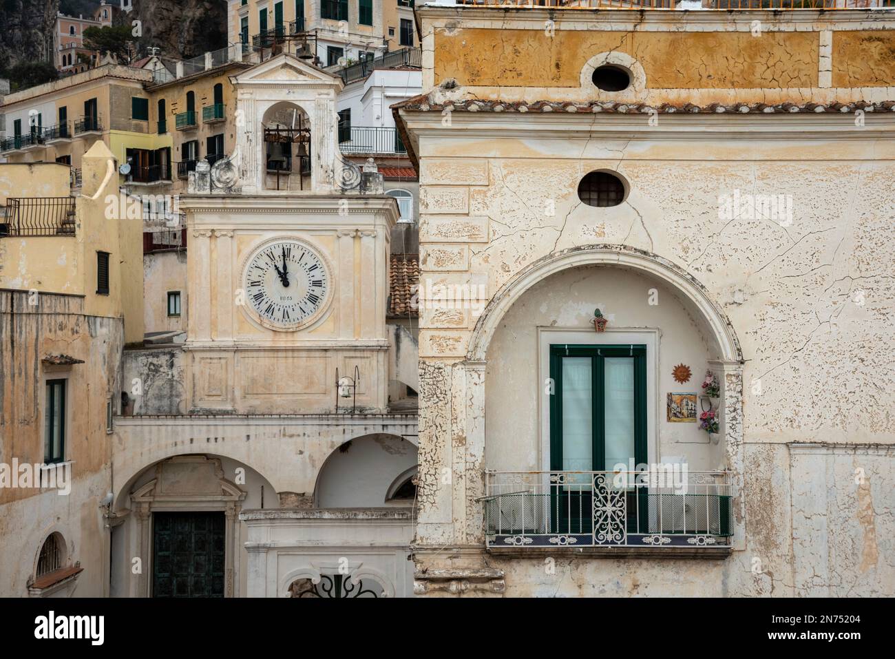 Traditional Italian houses in the town of Atrani at the Amalfi Coast