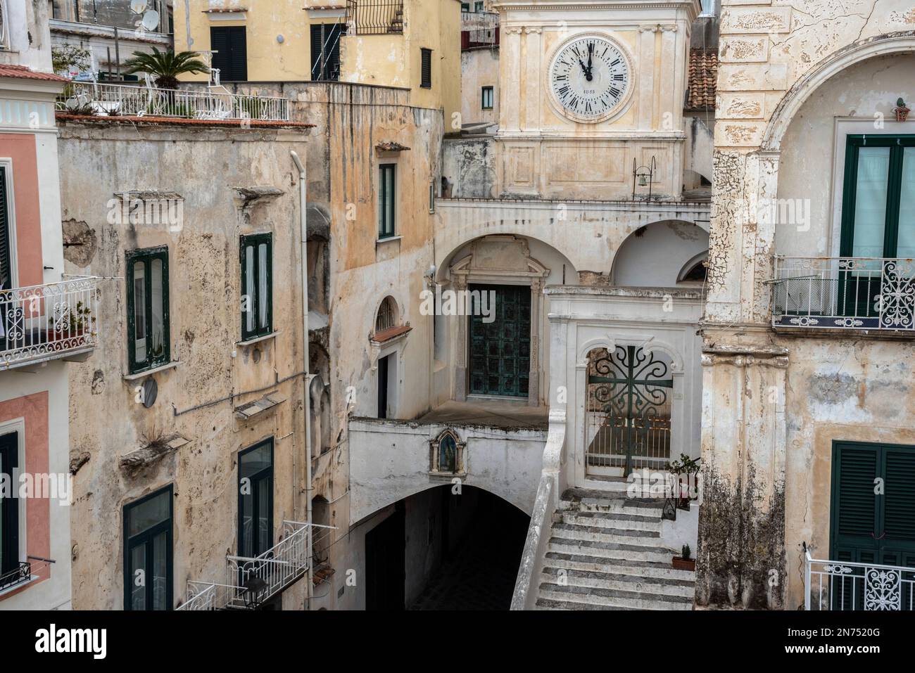 Traditional Italian houses in the town of Atrani at the Amalfi Coast