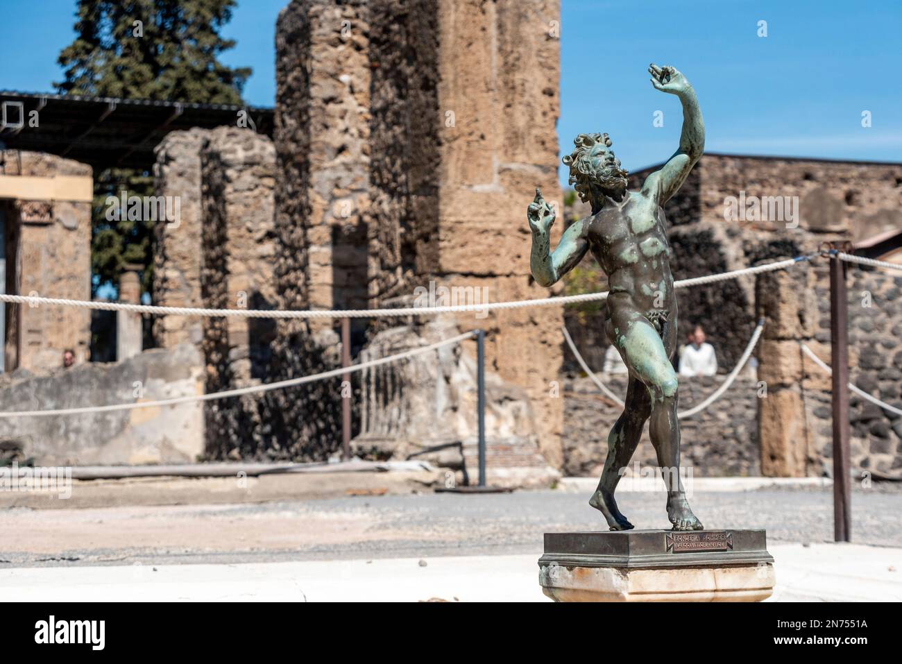 Pompeii, Italy, The famous dancing faun in the Pompeian house of the faun, Southern Italy Stock Photo