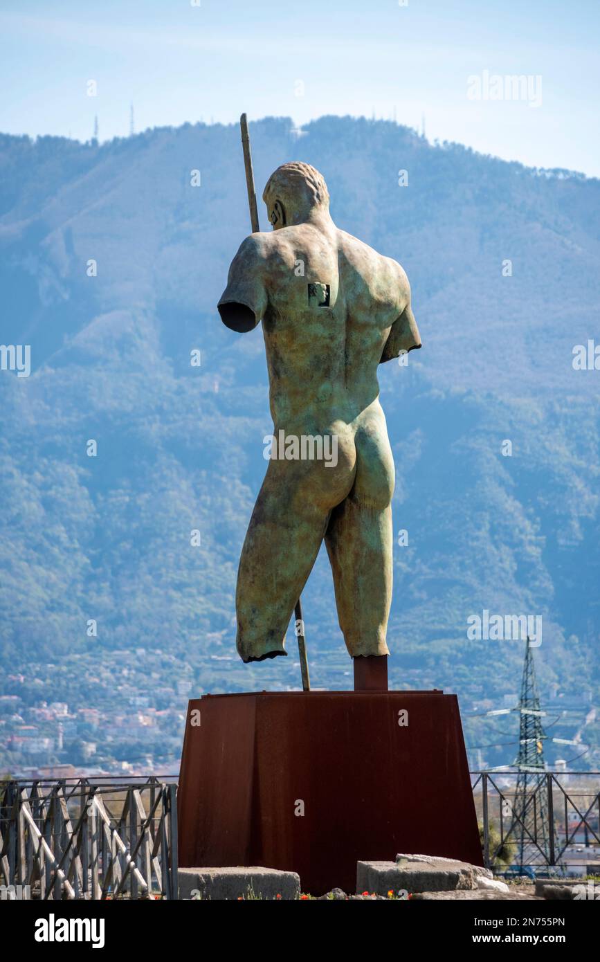 A colossus statue in the ancient city of Pompeii near the Forum, Southern Italy Stock Photo