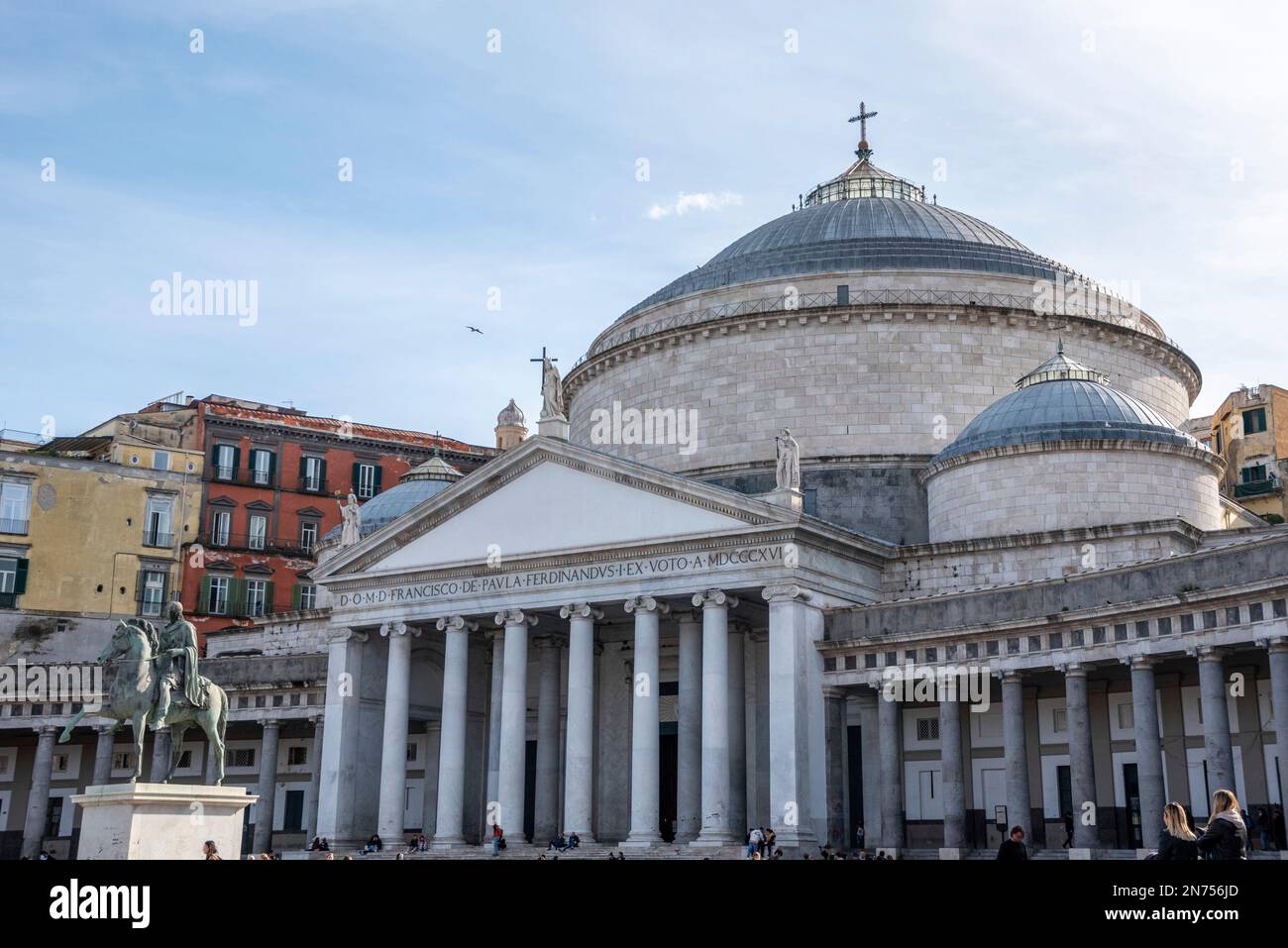 Huge classicistic basilica San Francesco di Paula in downtown Naples, Southern Italy Stock Photo