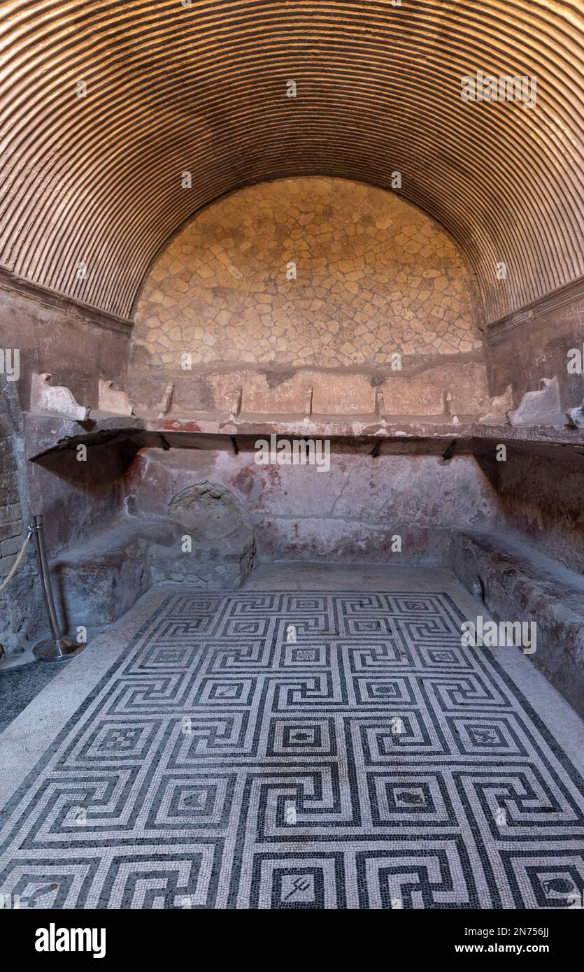 Herculaneum, Italy, Ancient ladys themral baths in the Roman city of Herculaneum, Italy Stock Photo