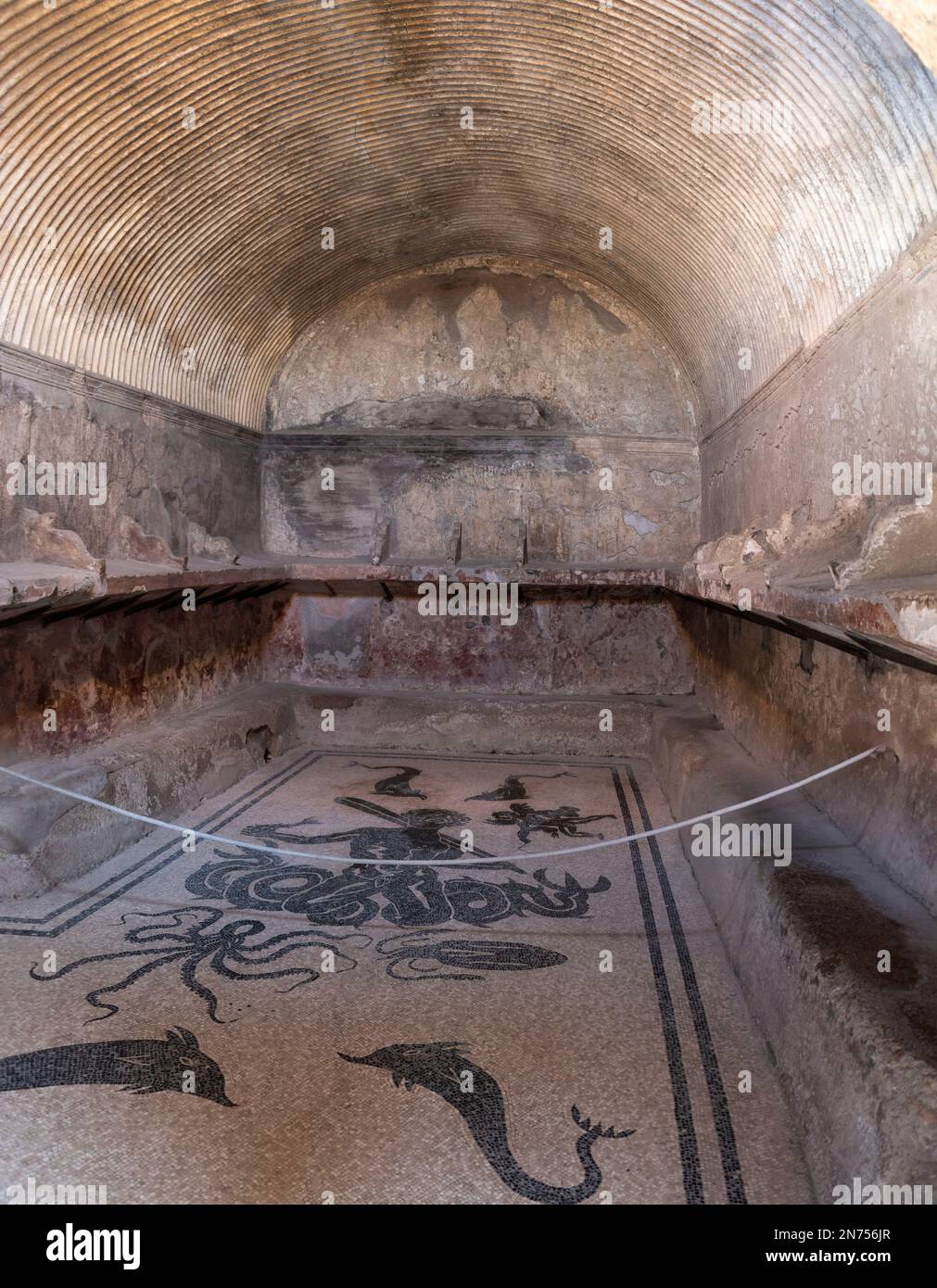 Herculaneum, Italy, Ancient men's themral baths in the Roman city of Herculaneum, Italy Stock Photo