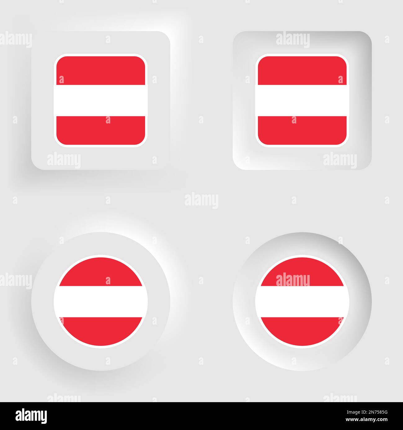 Austria neumorphic graphic and label set. Element of impact for the use you want to make of it. Stock Vector