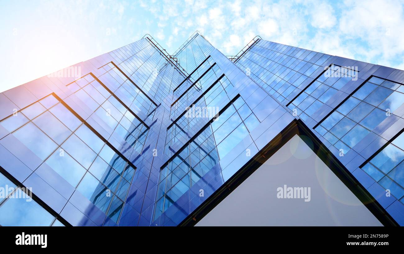 Abstract fragment of contemporary architecture, walls made of glass and