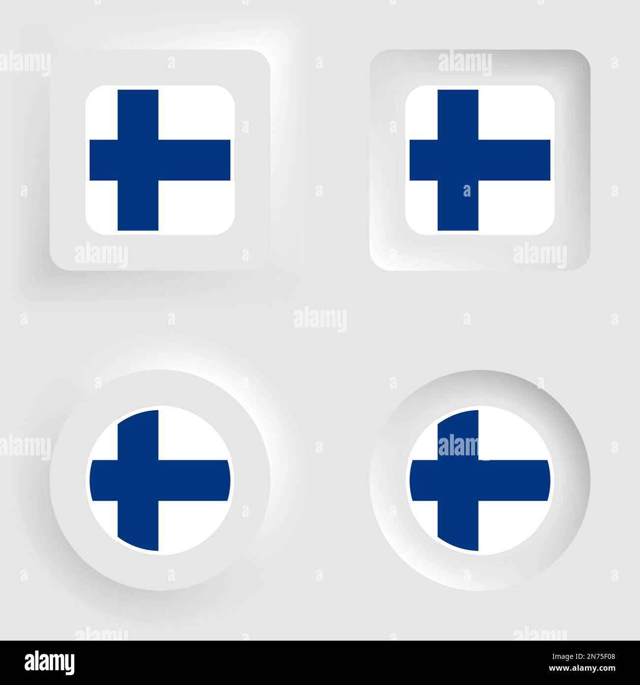 Finland neumorphic graphic and label set. Element of impact for the use you want to make of it. Stock Vector