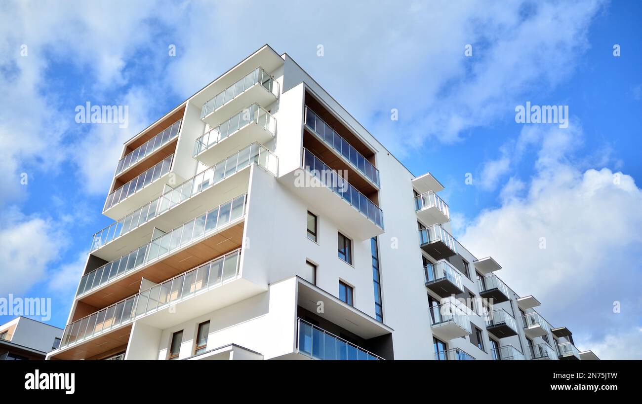 Modern architecture building facade with balconies. New apartments ...