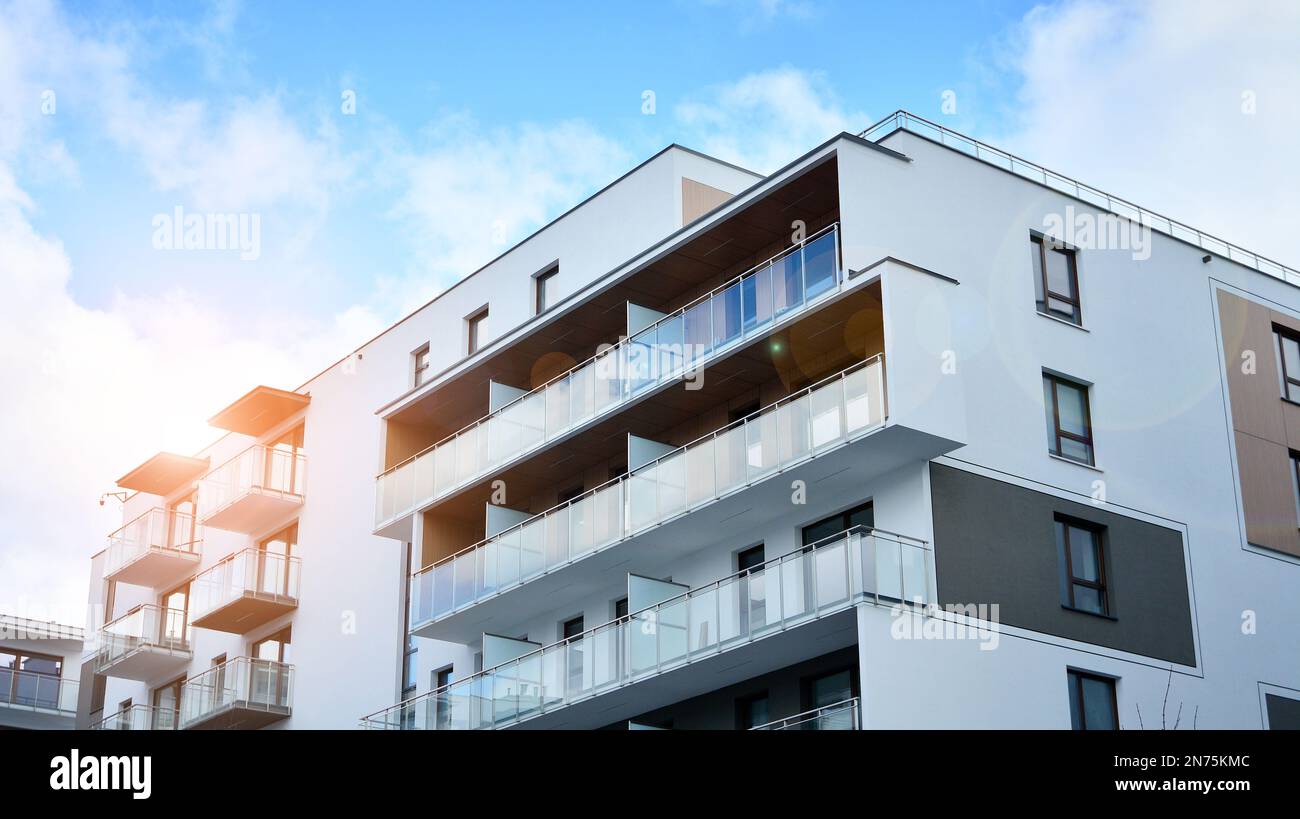 Modern architecture building facade with balconies. New apartments ...