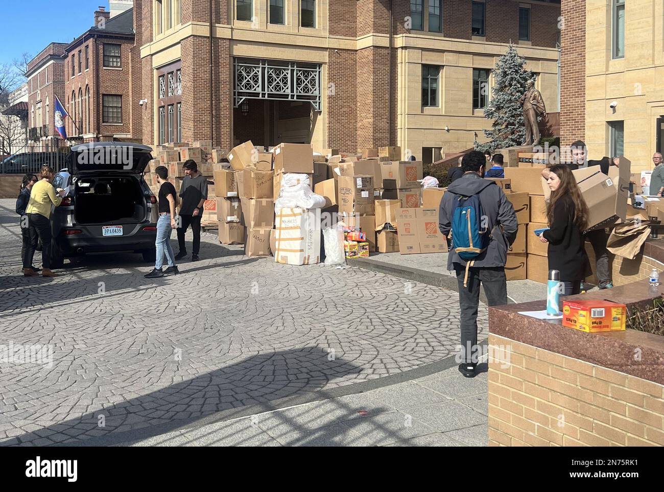Washington, DC, USA. 10th Feb, 2023. View of the Turkish Embassy receiving donations for victims of the past week's earthquake which killed thousands on February 10, 2023 in Washington, DC Credit: Mpi34/Media Punch/Alamy Live News Stock Photo
