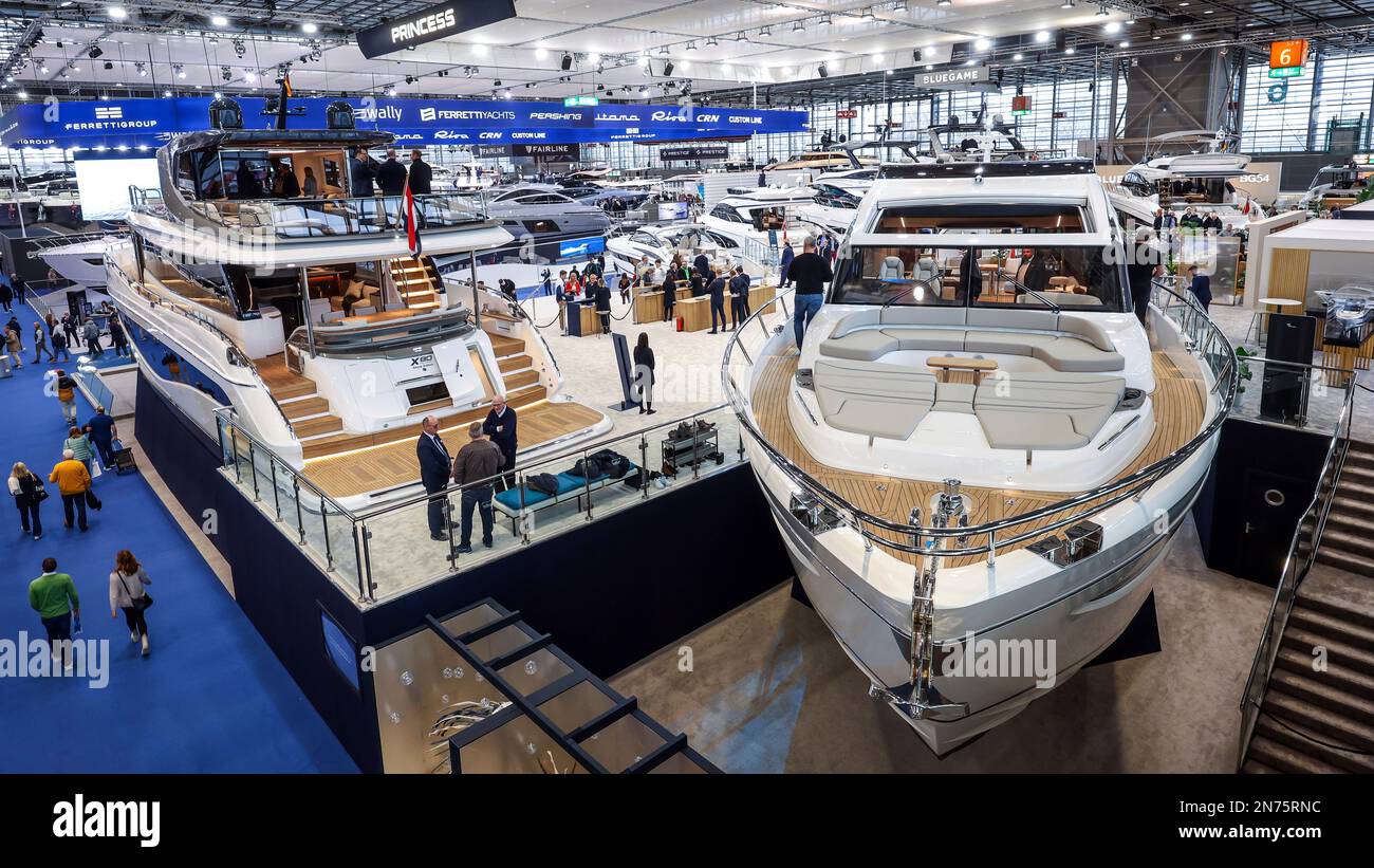 Duesseldorf, North Rhine-Westphalia, Germany - Luxury yachts at the ...