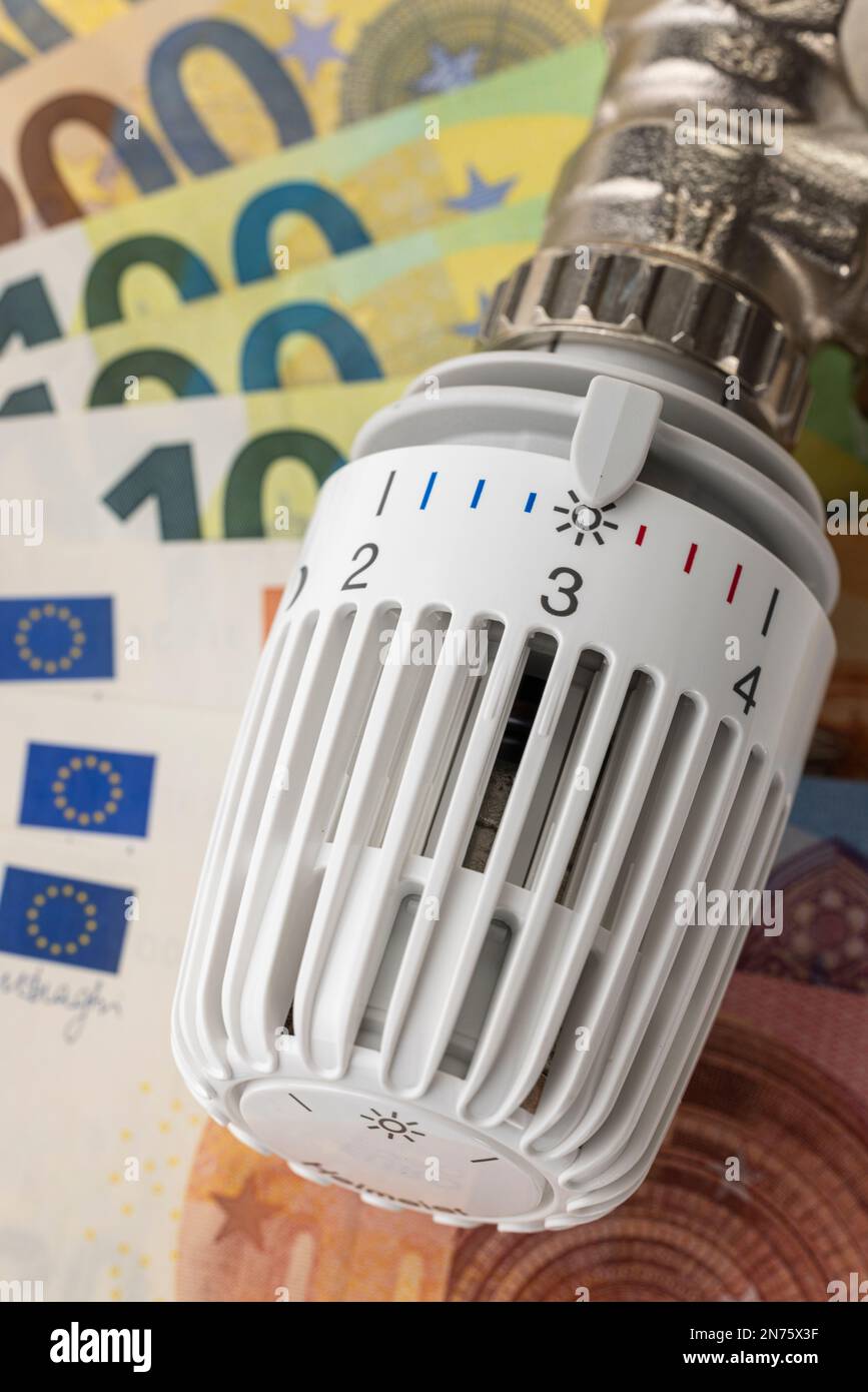 Euro bills, manual heating thermostat, setting level 3 about 2ö°C