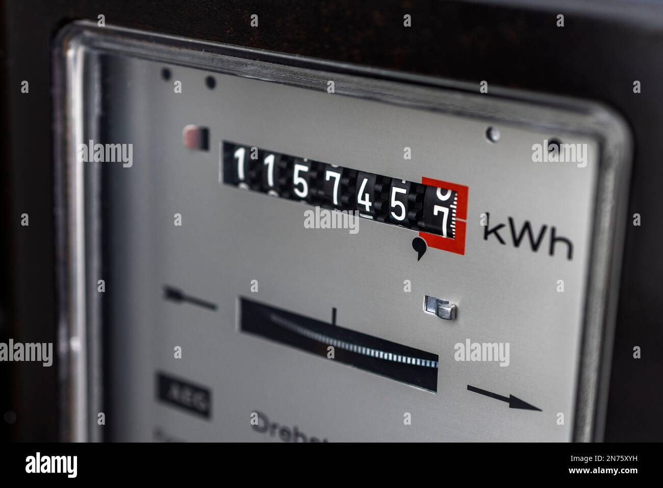 Electricity meter in basement, meter reading, blur, detail, icon image