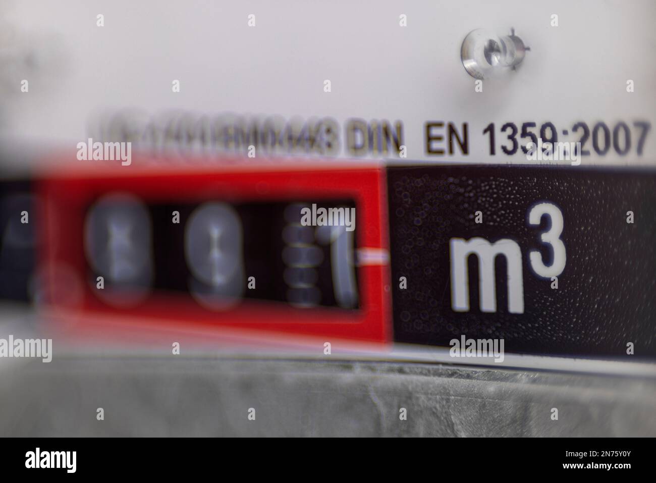 Gas meter in basement, meter reading, gas consumption, reading value