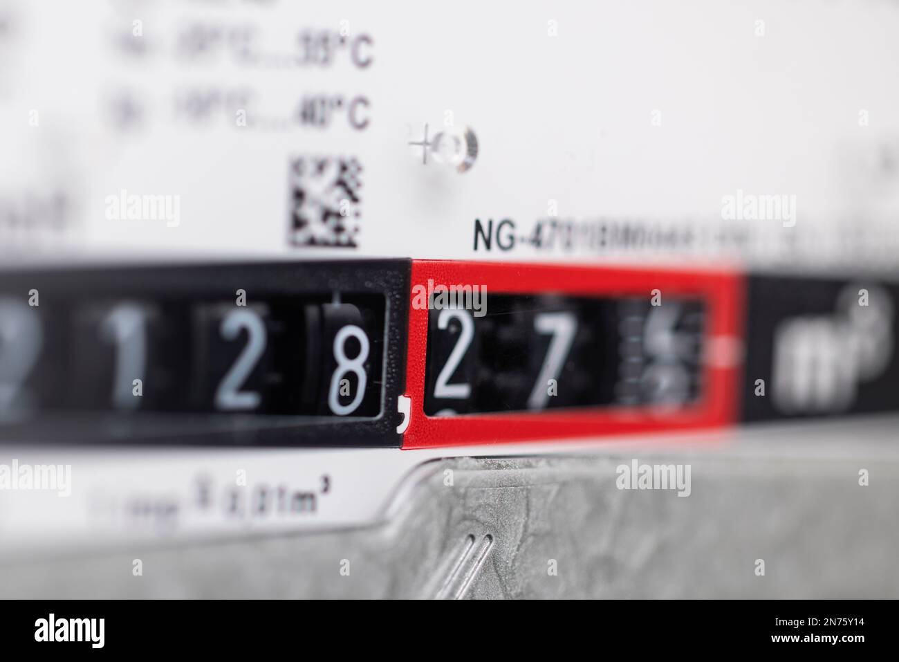 Gas meter in basement, meter reading, gas consumption, reading value