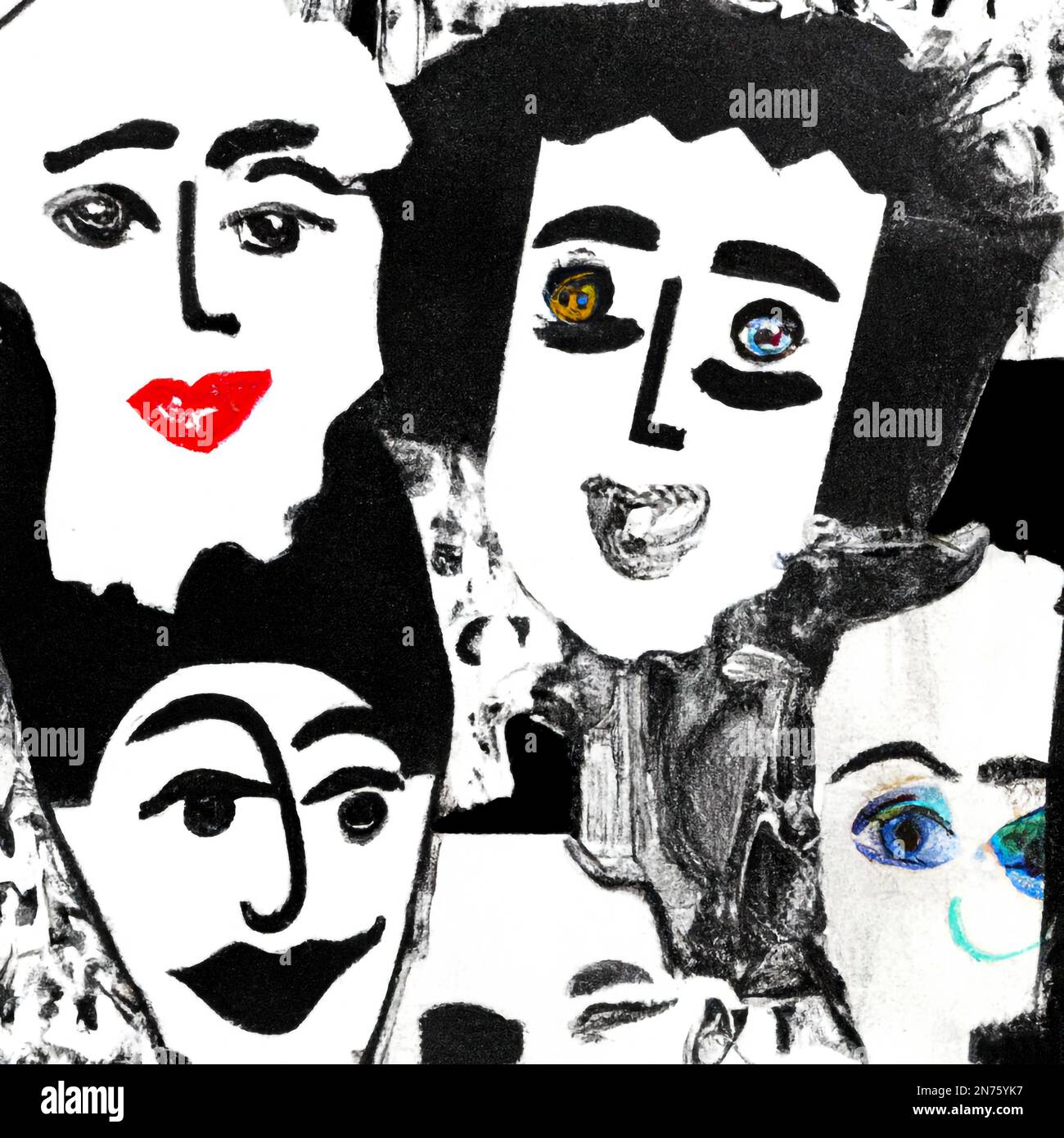 Abstract portrait faces collage, pop art fashion design – Digital Abstract portrait faces collage, pop art fashion design – Digital