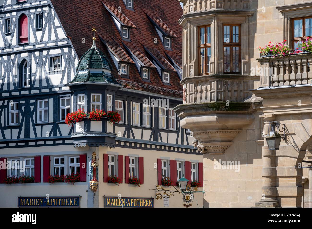 Germany, Bavaria, Middle Franconia, Rothenburg ob der Tauber, market place, Marien Apoteke Stock Photo