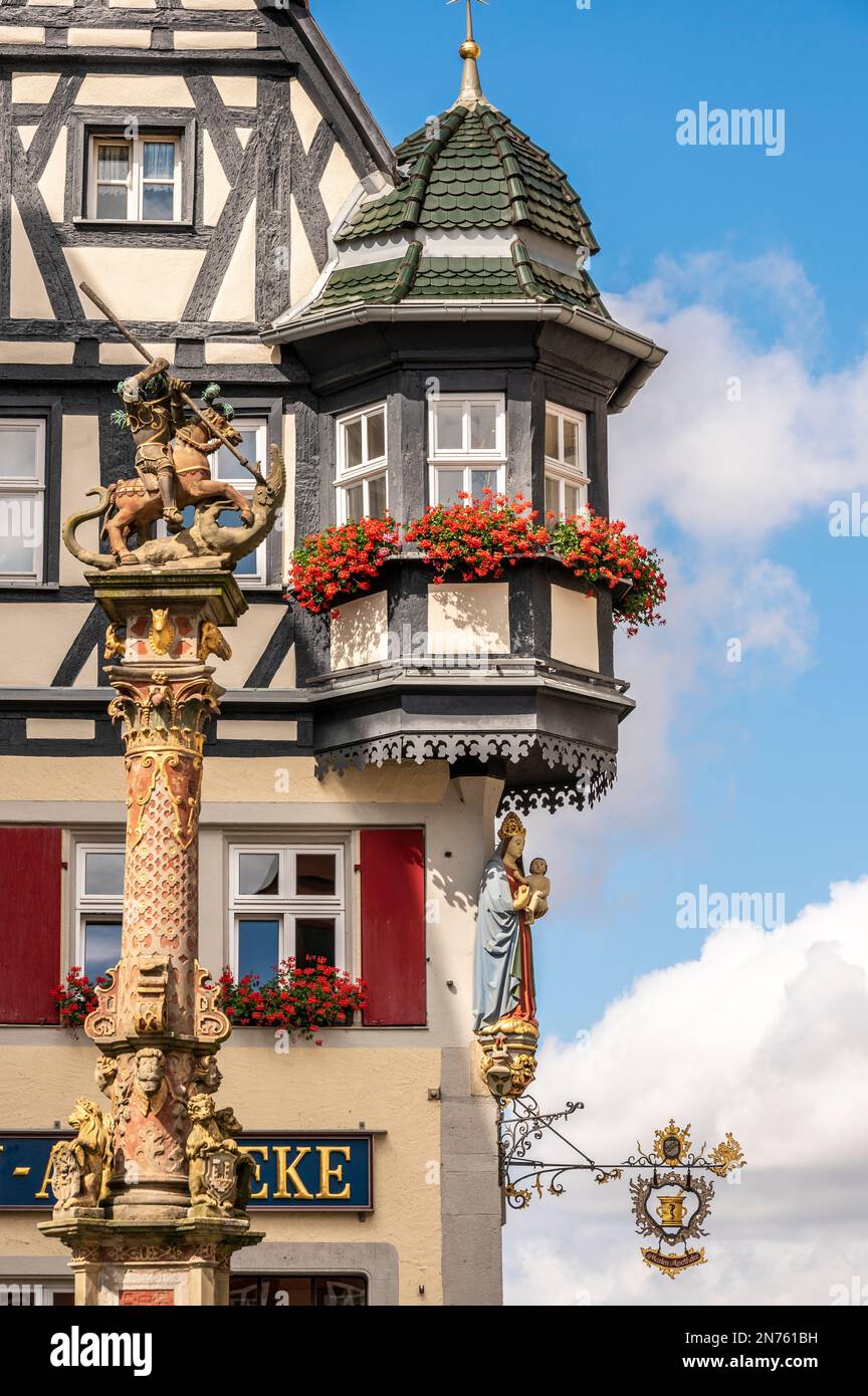 Germany, Bavaria, Middle Franconia, Rothenburg ob der Tauber, market place, Marien Apoteke Stock Photo