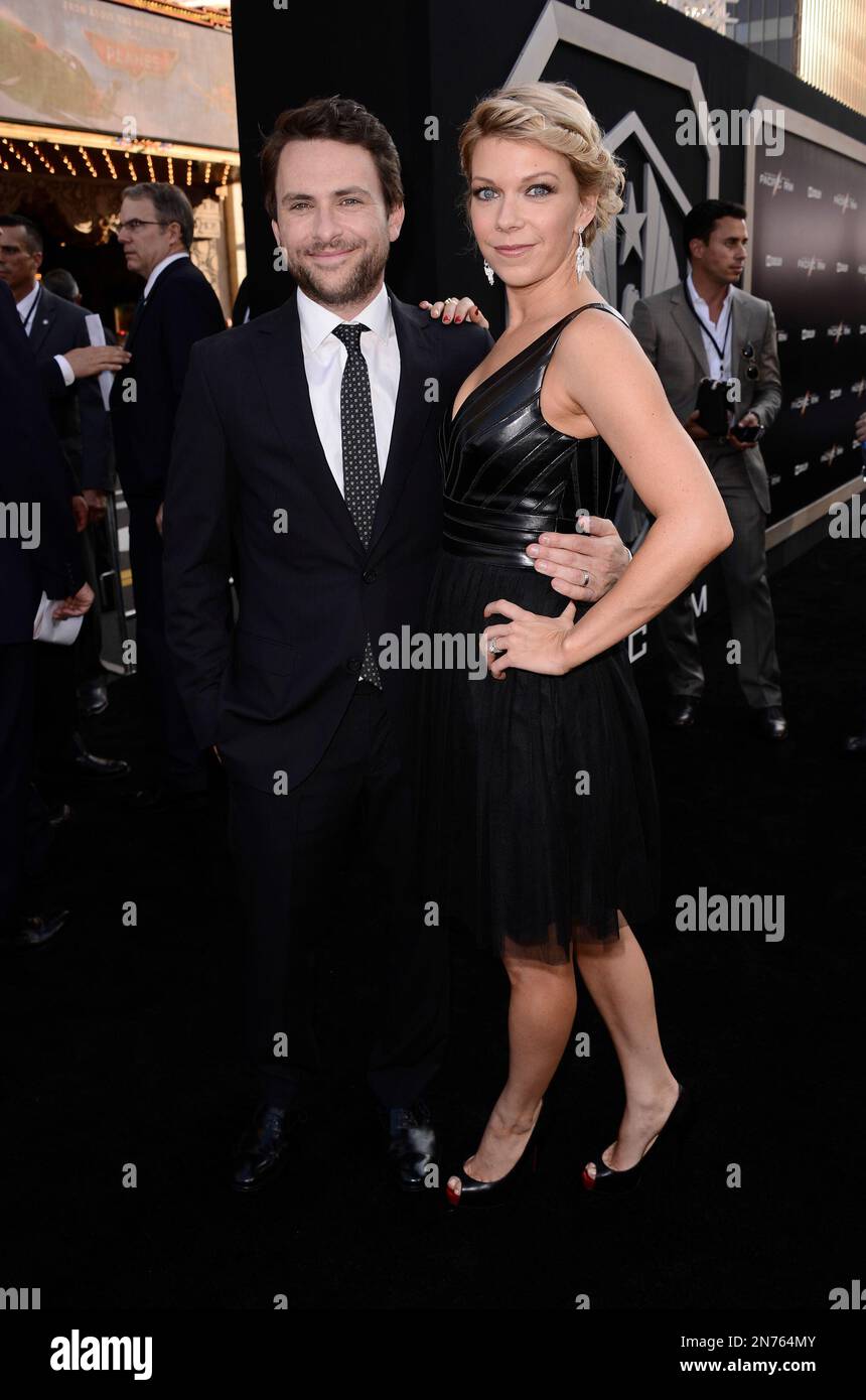 Actor Charlie Day, left, and his wife Mary Elizabeth Ellis arrive on the  red carpet at the LA premiere of Pacific Rim at the Dolby Theater on  Tuesday, July 9, 2013 in