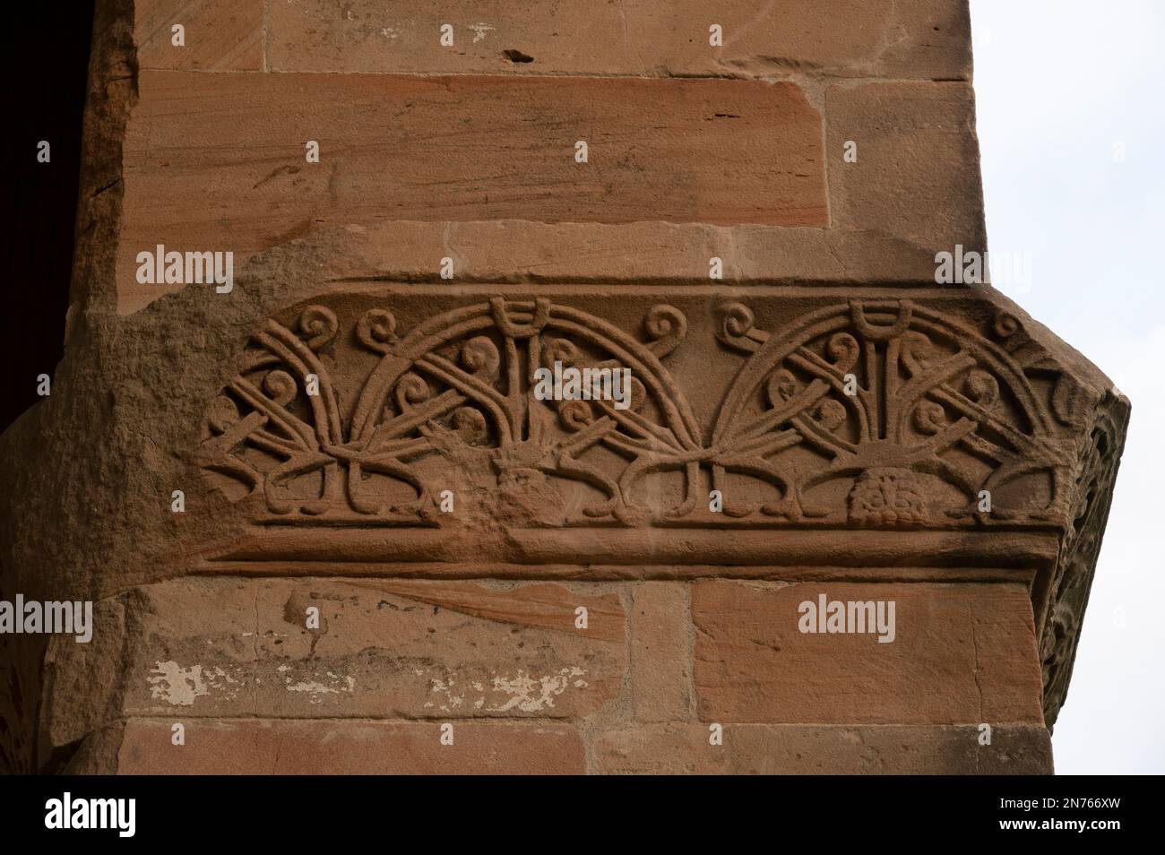 Germany, Hesse, South Hesse, South Hesse District Bergstrasse, Lorsch, World Heritage Site Lorsch Monastery, facade, old, ornaments, close-up, detail Stock Photo