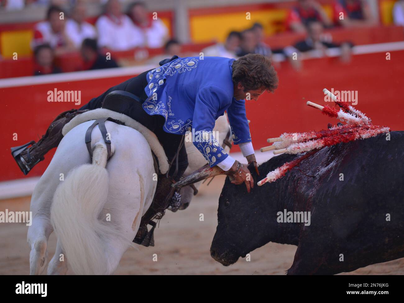 Spanish mounted bullfighter Pablo Hermoso de Mendoza during a horseback