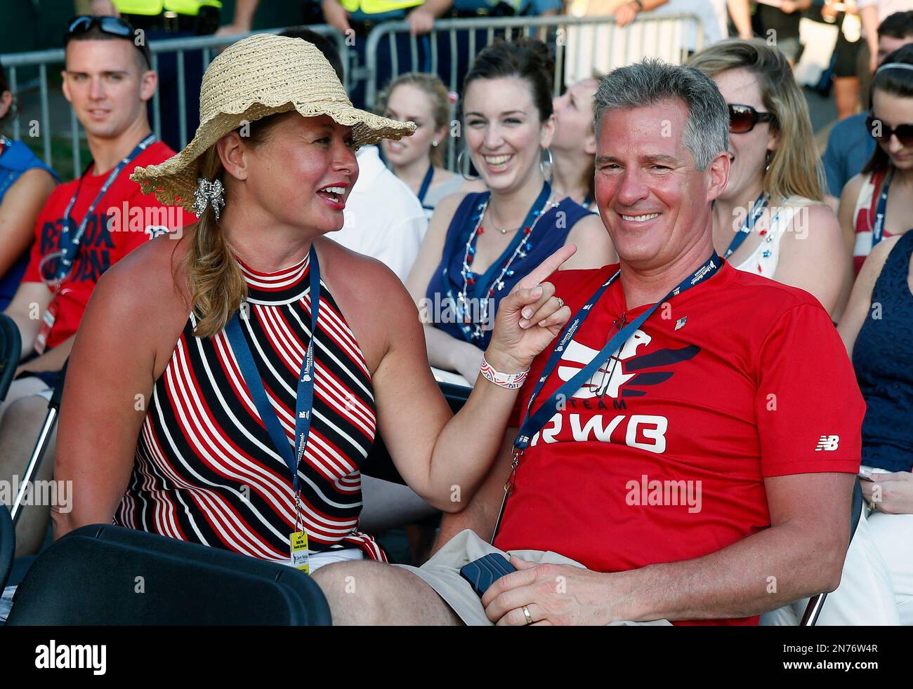 Gail Huff, foreground left, jokes with her husband, former Sen. Scott