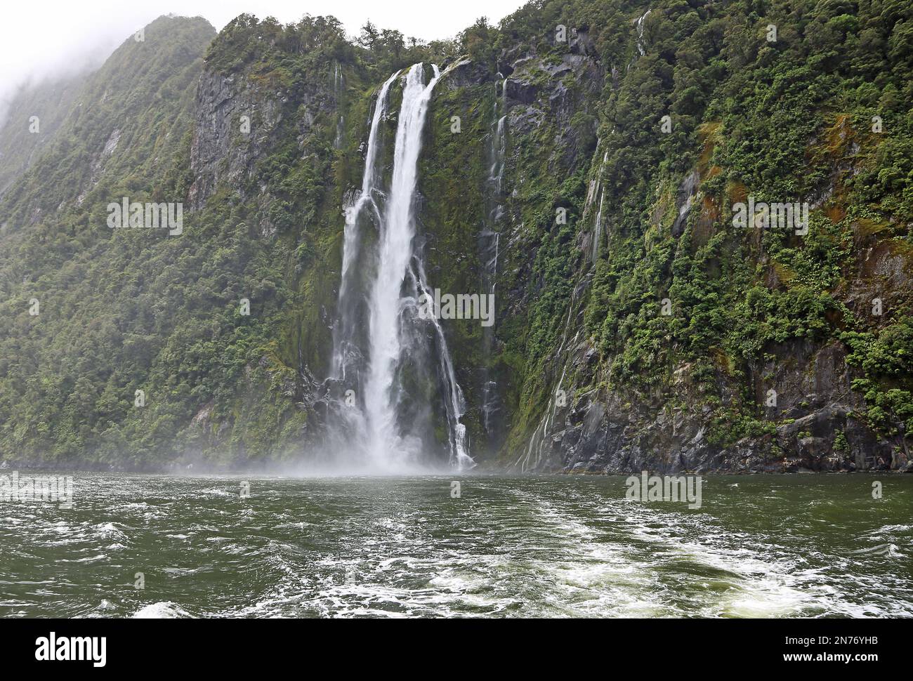 Stirling Falls - Milford Sound - New Zealand Stock Photo