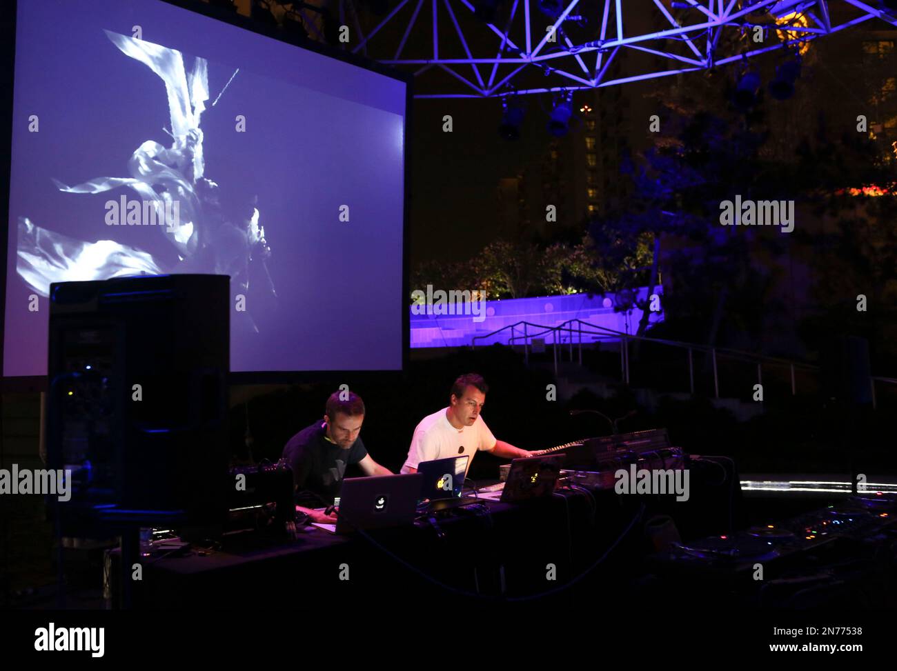 From left, Ed Handley and Andy Turner of Plaid perform during LA-based ...