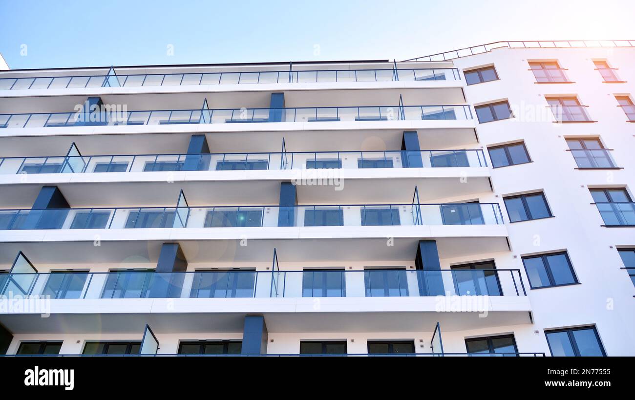 Modern architecture building facade with balconies. New apartments ...