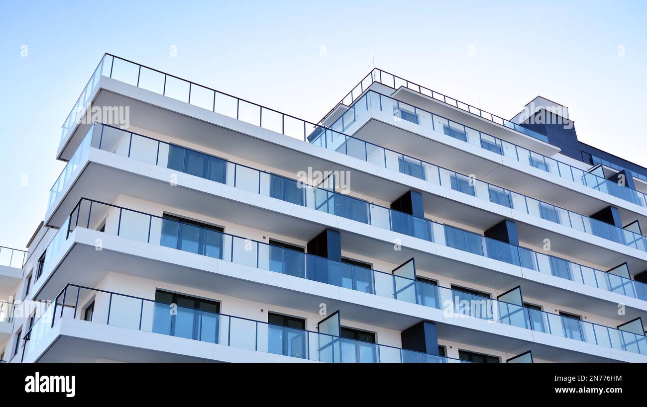 Modern architecture building facade with balconies. New apartments ...