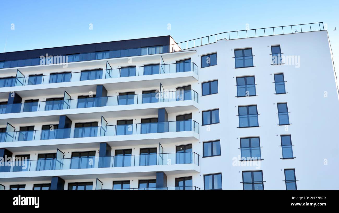 Modern architecture building facade with balconies. New apartments ...