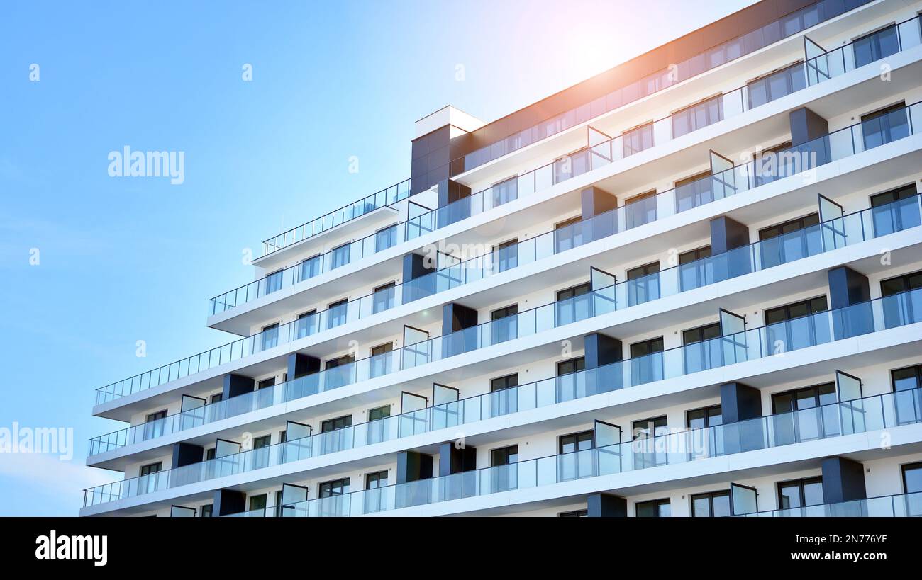 Modern architecture building facade with balconies. New apartments ...