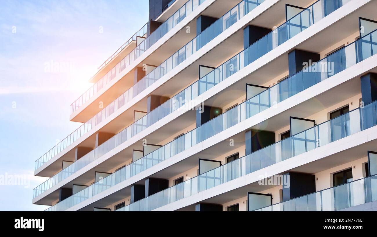 Modern architecture building facade with balconies. New apartments ...