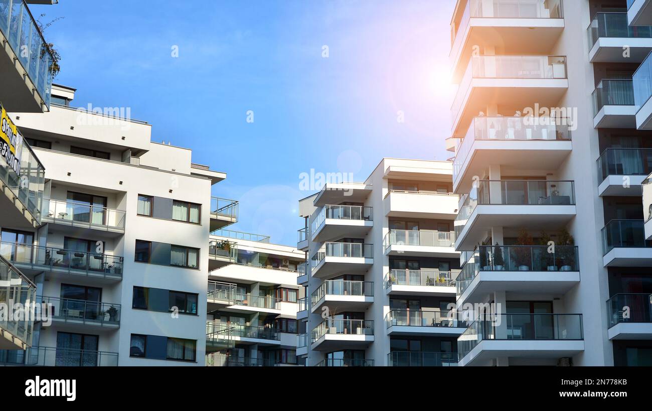 Modern architecture building facade with balconies. New apartments ...