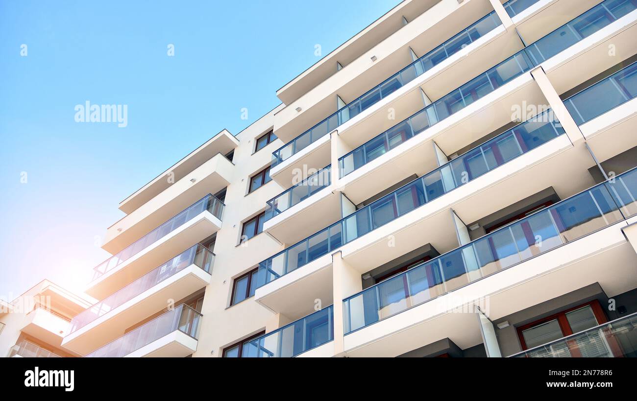 Modern architecture building facade with balconies. New apartments ...
