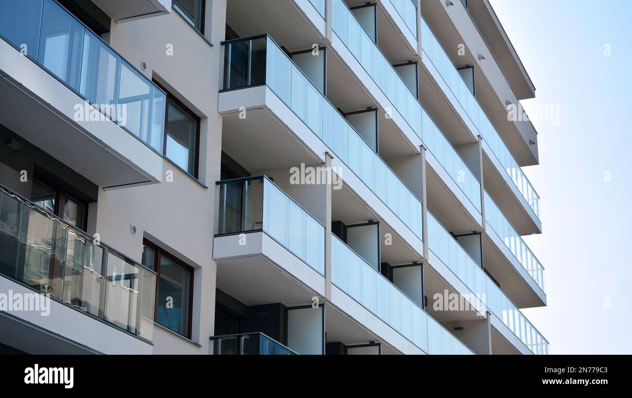 Modern architecture building facade with balconies. New apartments ...