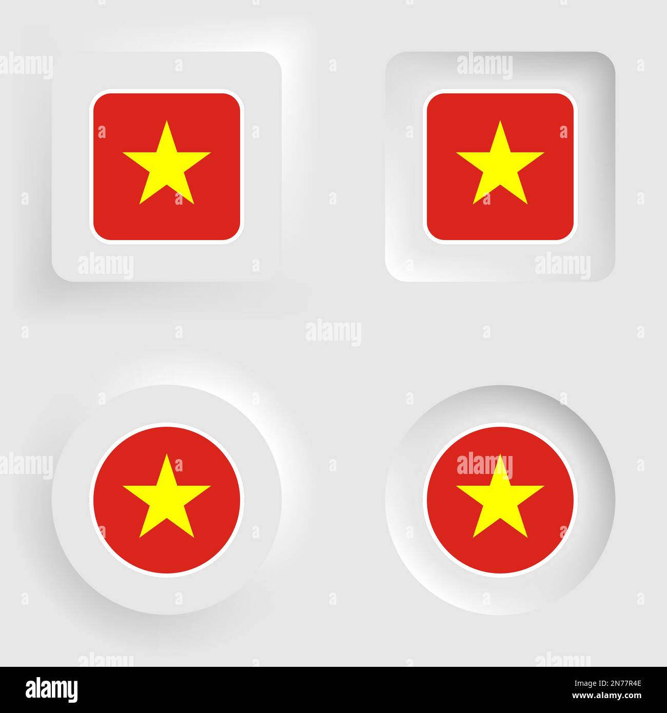 Vietnam neumorphic graphic and label set. Element of impact for the use you want to make of it. Stock Vector