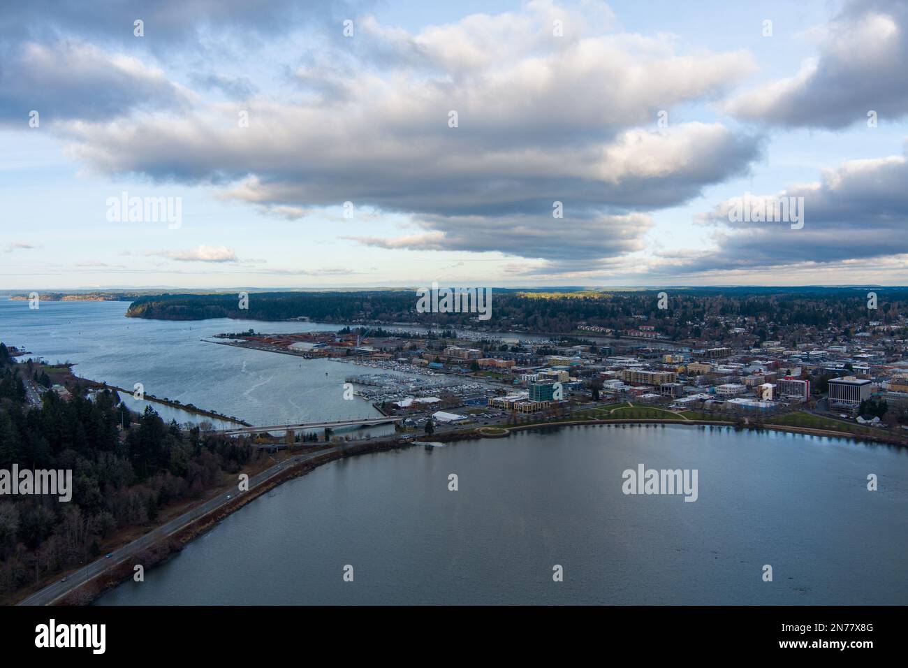 Aerial view of Capitol Lake and the Olympia waterfront Stock Photo Alamy