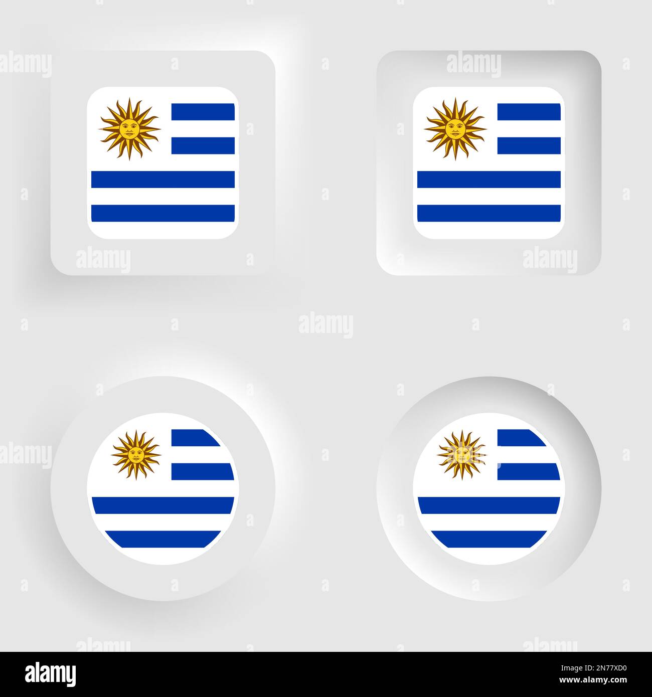 Uruguay neumorphic graphic and label set. Element of impact for the use you want to make of it. Stock Vector
