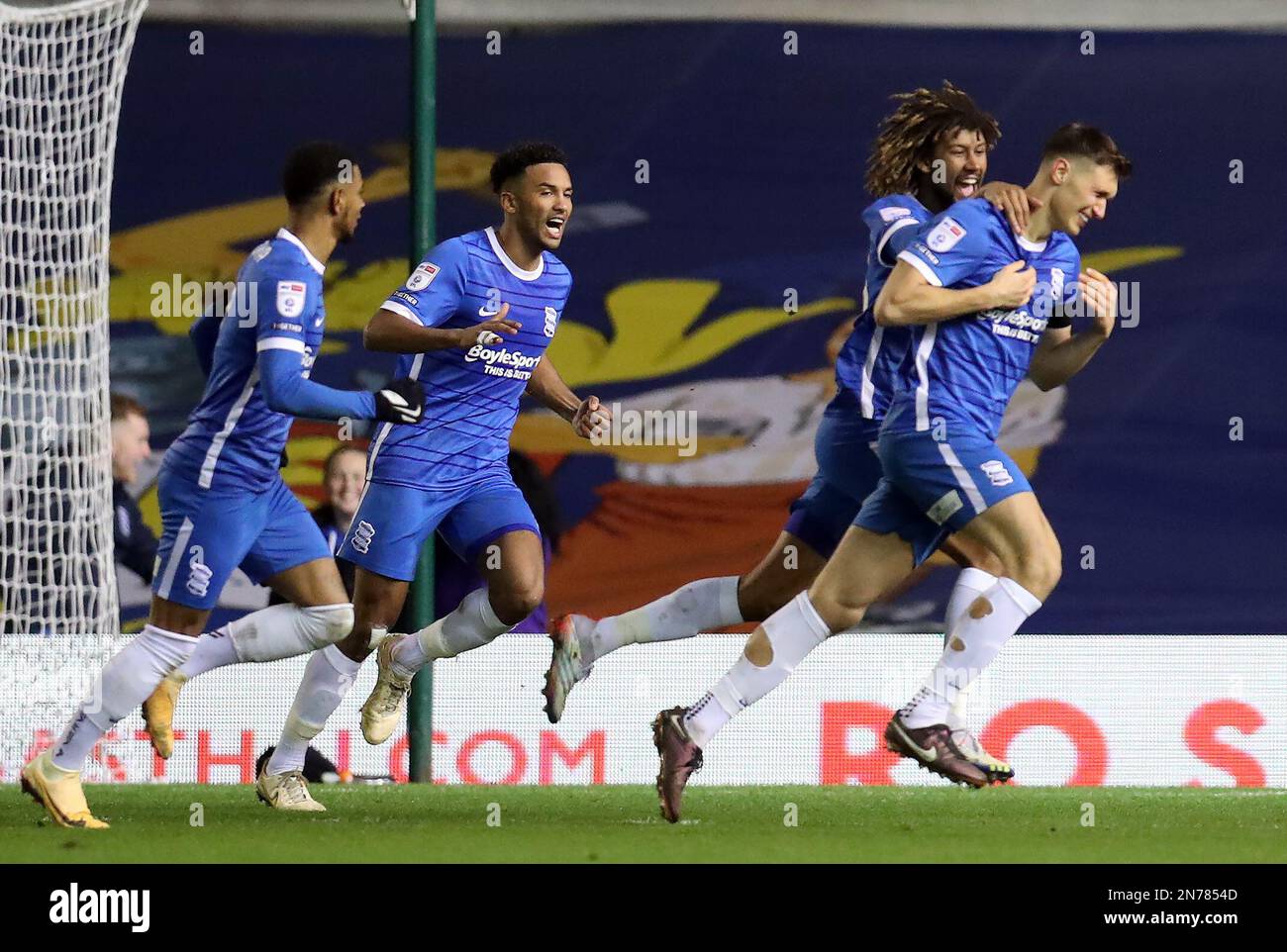 Birmingham City's Krystian Bielik (right) celebrates scoring their side's second goal of the game during the Sky Bet Championship match at St. Andrew's, Birmingham. Picture date: Friday February 10, 2023. Stock Photo