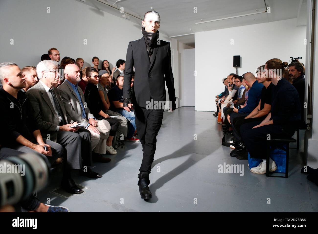A model wears a creation by Japanese fashion designer Tatsuro Horikawa  forJulius' men's fashion Spring-Summer 2014 collection, presented  Wednesday, June 26, 2013 in Paris. (AP Photo/Jacques Brinon Stock Photo -  Alamy, image size:1300x956